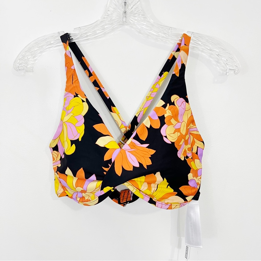 Seafolly Palm Springs Wrap Front F Cup Black NWT Size 6 - Picture 2 of 6